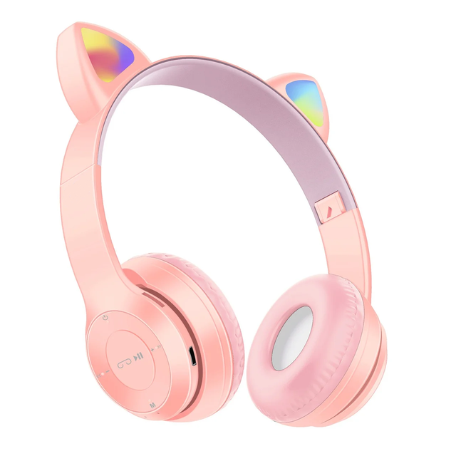 Наушники беспроводные Bluetooth Cat Ear с кошачьими ушками Розовый