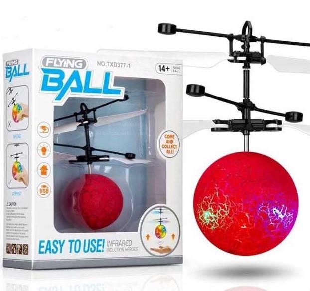 Интерактивная игрушка SUNROZ Flying Light Ball летающий мяч с сенсором движения Красный (SUN2211) - фото 3