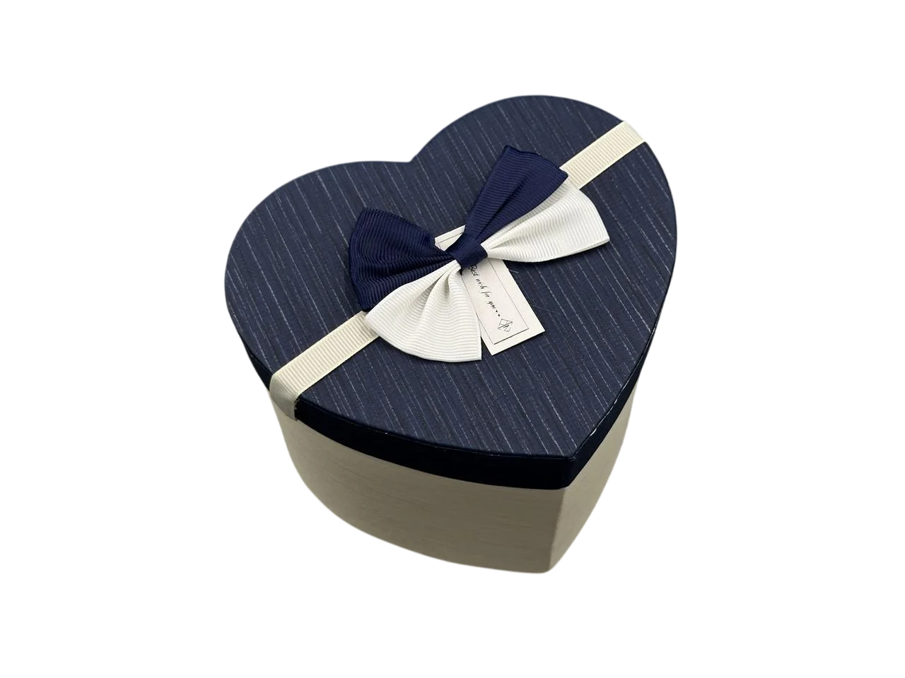 Коробка подарочная в форме сердца с бантиком и ручками 15х12х12 см Белый с синим (KR-008-12)