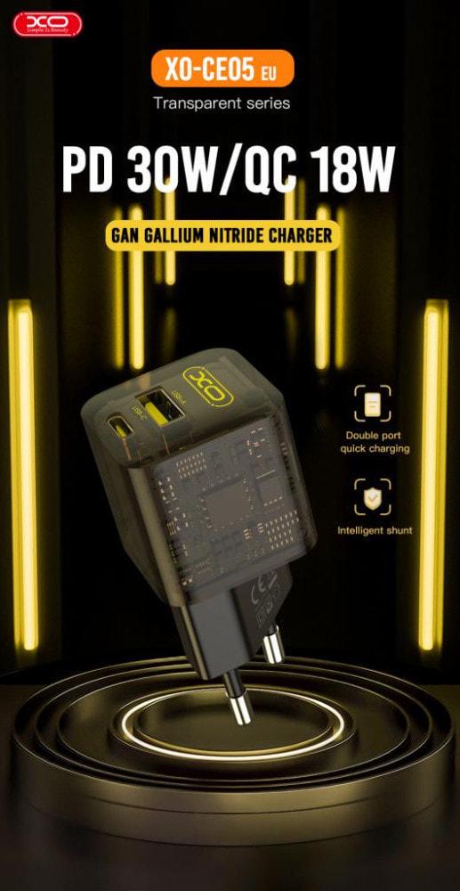 Зарядка швидка Xo CE05 QC3.0 PD30W Type C/USB кабель Type-C Brown (36823) - фото 3 Зарядка швидка Xo CE05 QC3.0 PD30W Type C/USB кабель Type-C Brown (36823) - фото 3