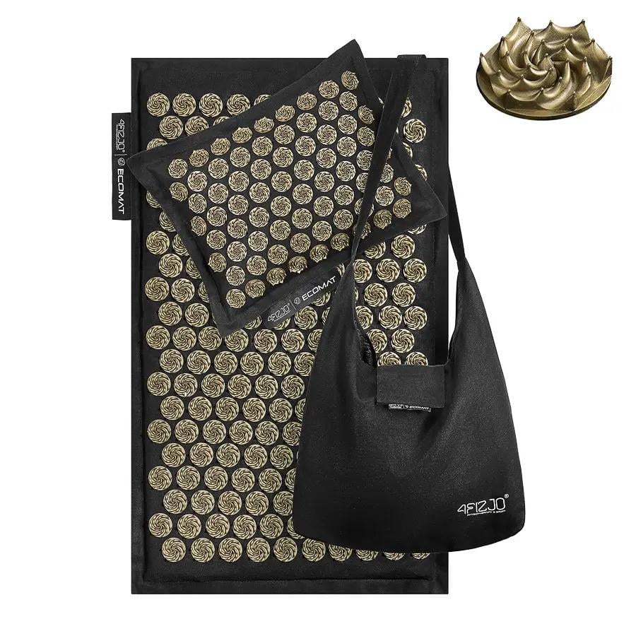 Коврик акупунктурный с подушкой 4FIZJO Eco Mat Аппликатор Кузнецова 68x42 см 4FJ0179 Black/Gold - фото 2