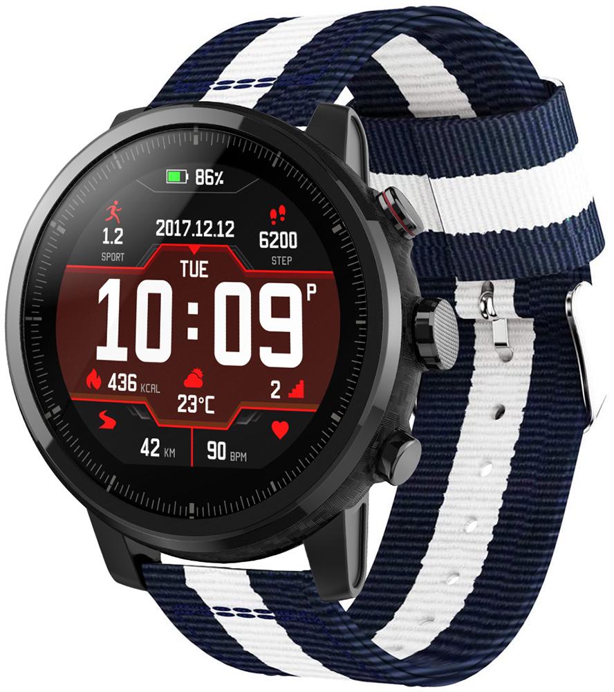 Ремешок тканевый Canvas для Amazfit Stratos Blue/White (19666)