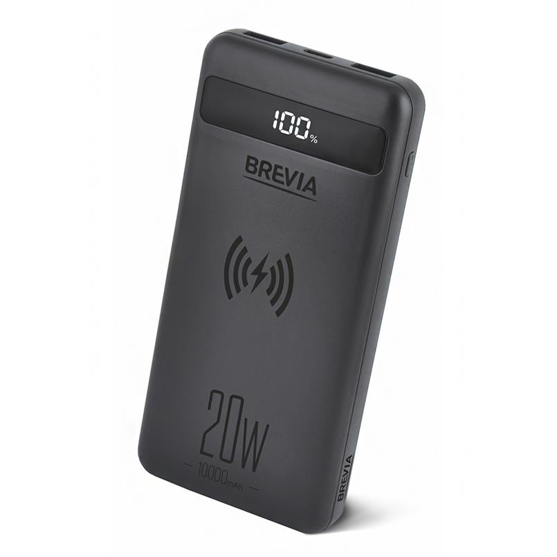 Повербанк Brevia 10000 mAh 20W Wireless Qi10W Li-Pol LCD (45118)