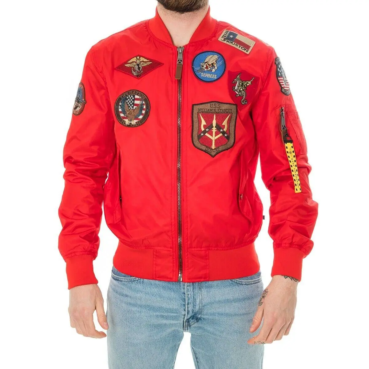 Вітрівка Top Gun MA-1 Lightweight Nylon Bomber With Patches 2XL Red (TGJ1540P-SR2XL) - фото 2