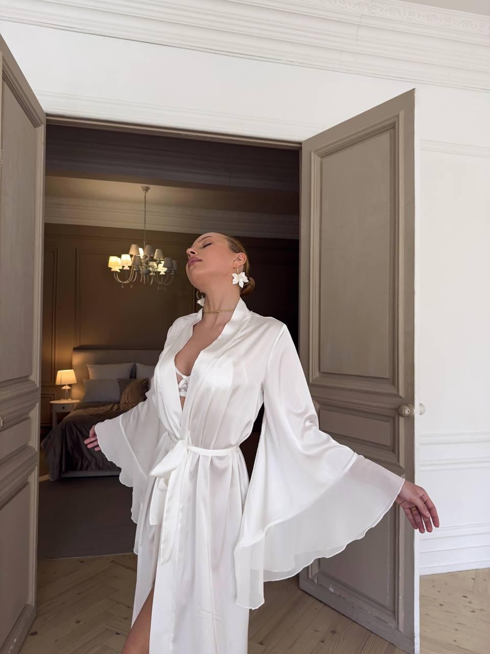 Халат атласний Marwood М Білий (DO3594/1)