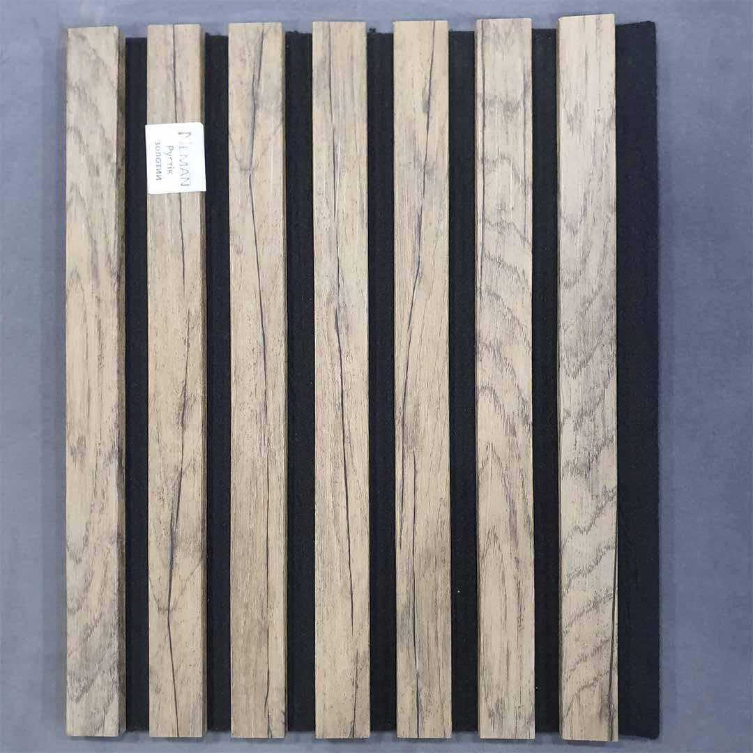 Панель стеновая акустическая реечная Neman 2780х300 мм Рустик золотой Панель стеновая акустическая реечная Neman 2780х300 мм Рустик золотой