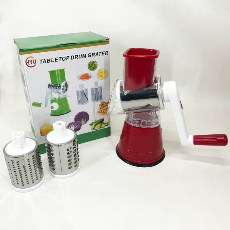 Овочерізка Tabletop Drum Grater Kitchen Master 3 насадки Red (tf5726) - фото 9 Овочерізка Tabletop Drum Grater Kitchen Master 3 насадки Red (tf5726) - фото 9