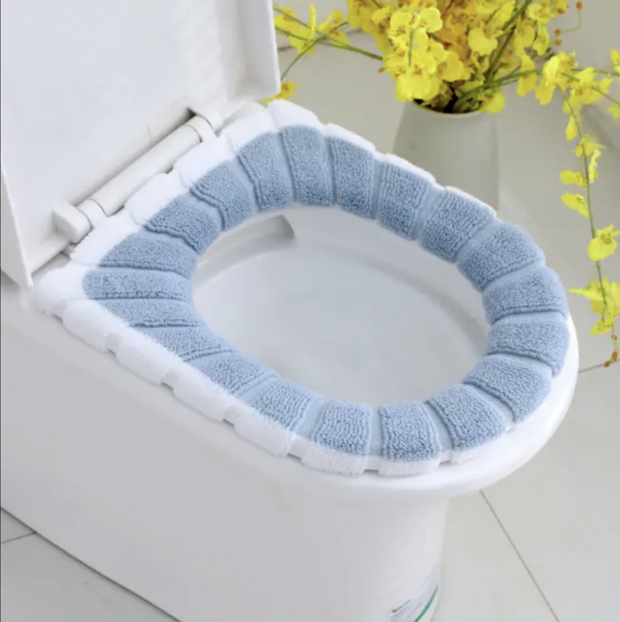 Подушка мягкая для крышки унитаза универсальная Сине-белый