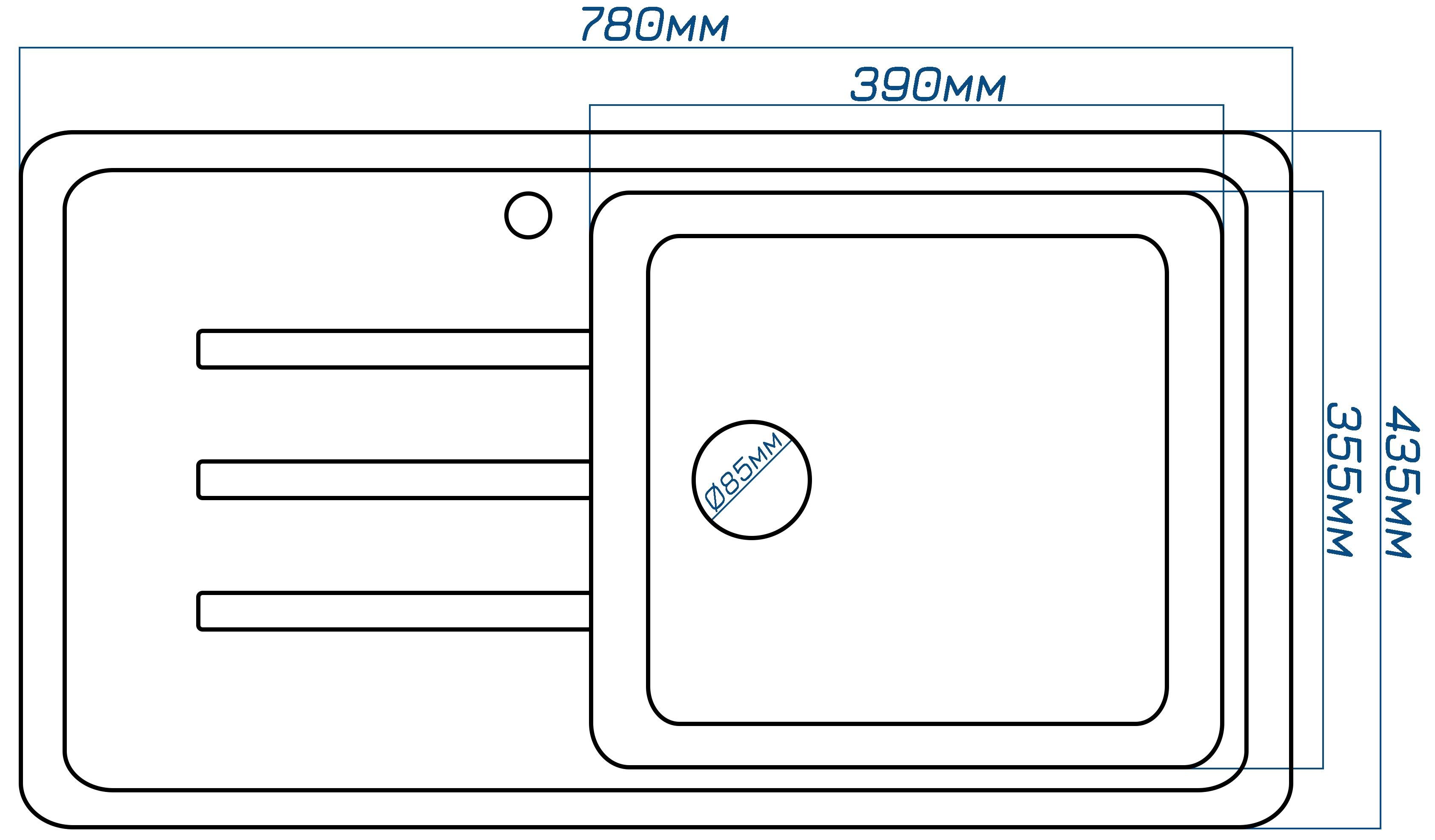 Мойка кухонная Valetti 36L 780x435 мм Терра - фото 3