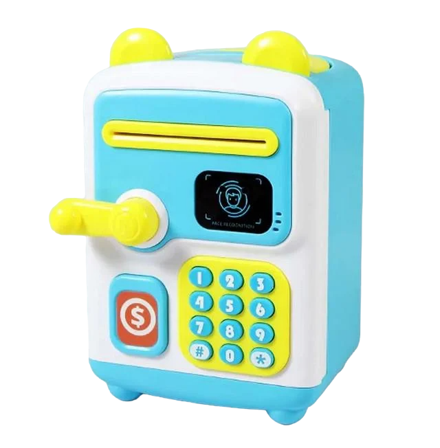 Сейф копилка детский Money BOX интерактивный с кодовым замком Синий (4113)