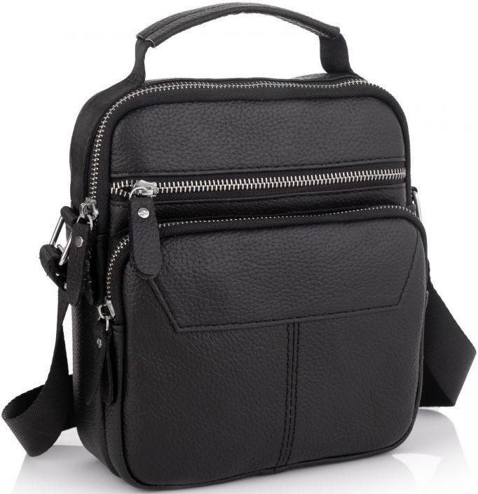 Сумка мужская кожаная Tiding Bag через плечо Черный