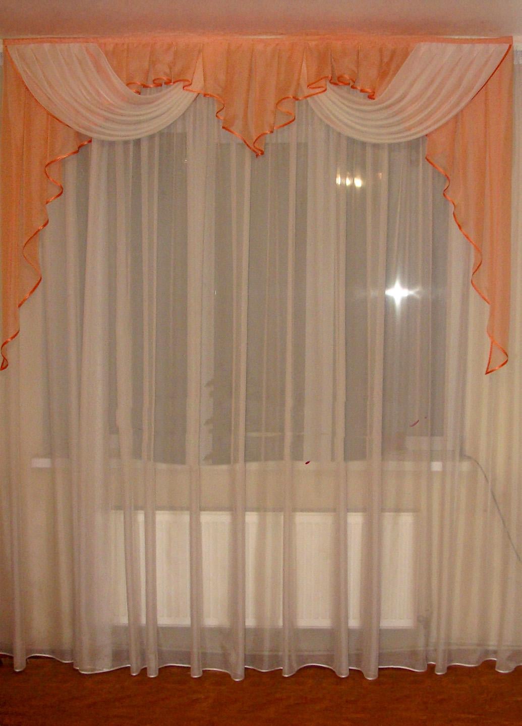 Ламбрекен Firanka каскад карниз 200 см Персиковый с кремовым (50_2м)