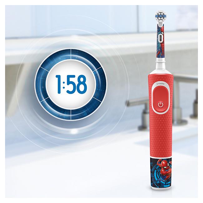 Зубная щетка электрическая ORAL-B Braun 3+ D100 Spiderman + наклейки (6776688) - фото 8