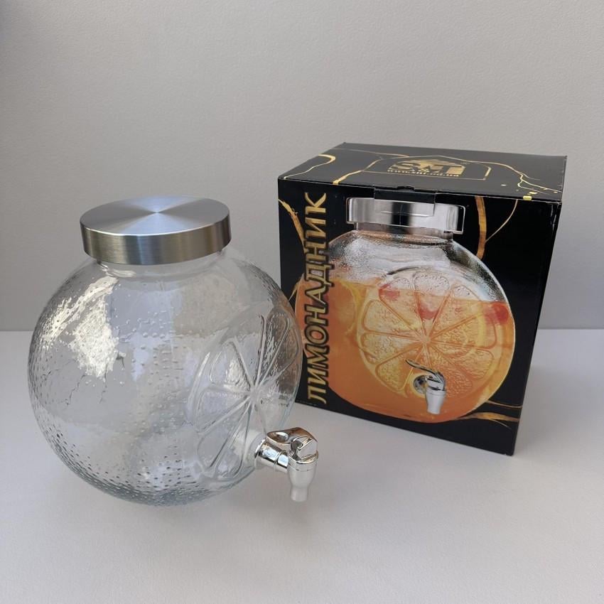 Лимонадник S&T 9142 скляний з металевою кришкою 4,5 л (2601594908) - фото 3