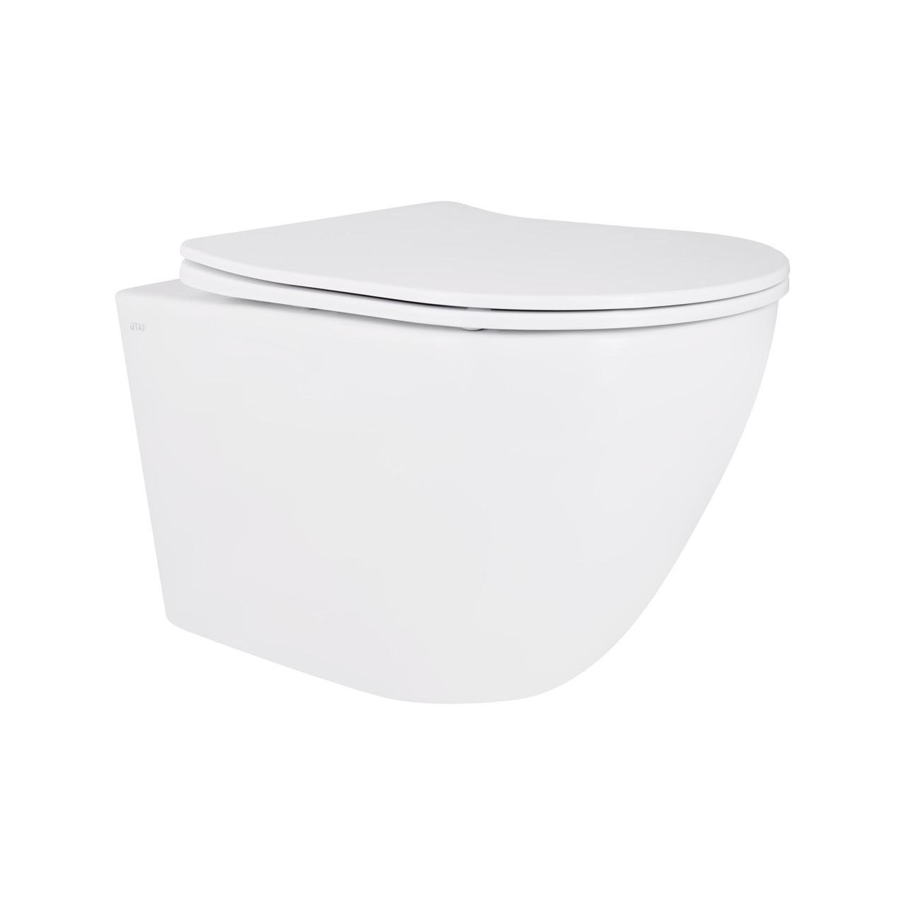 Унитаз подвесной Qtap Robin Mew безобедочный с сиденьем Soft-close (QT13332381АSW)