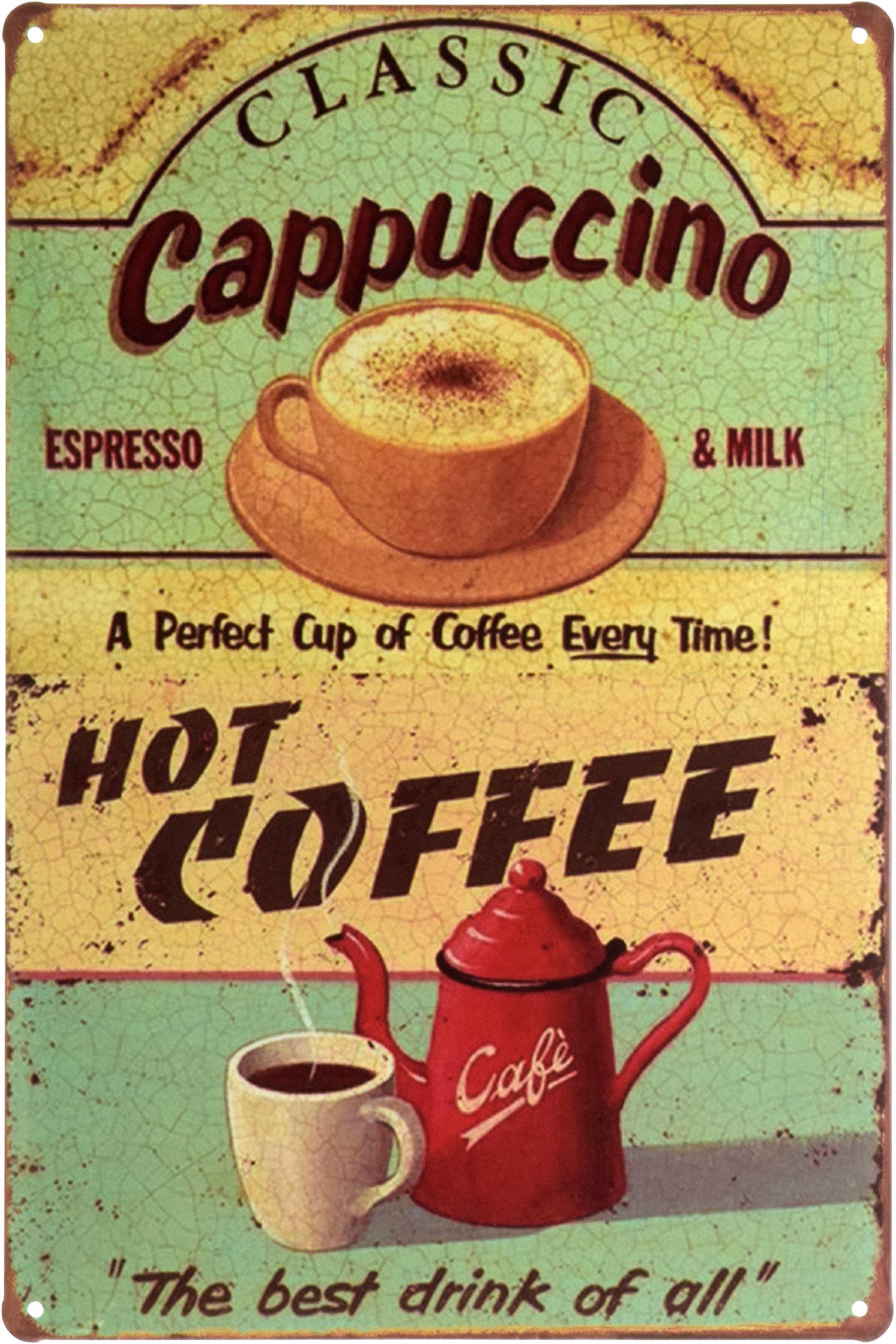 Табличка металлическая Классический Капучино/Classic Cappuccino 20x30 см