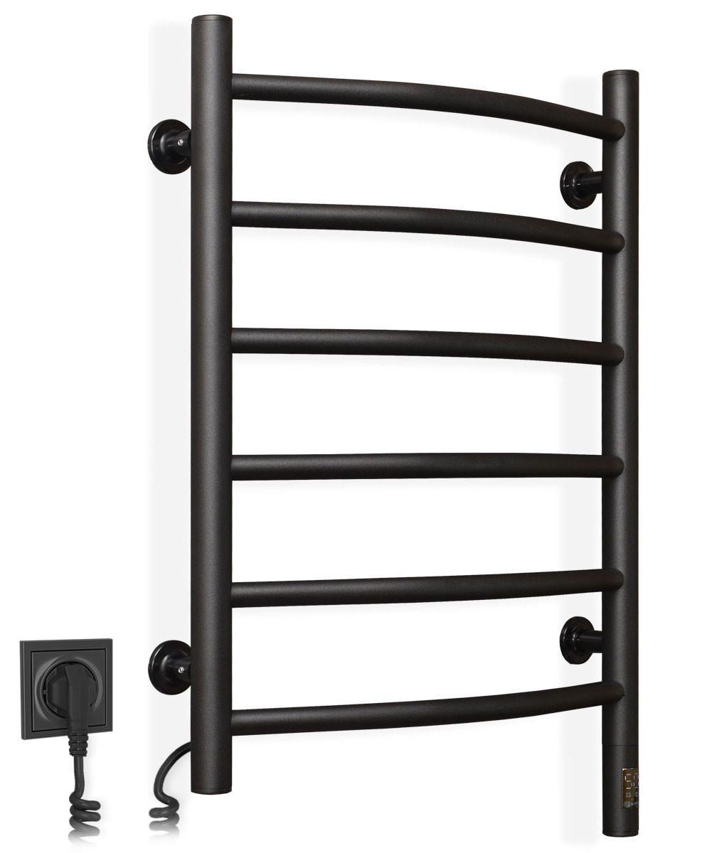 Рушникосушарка електрична Камелія Sensor ліва з таймером 480х600 мм Чорний муар