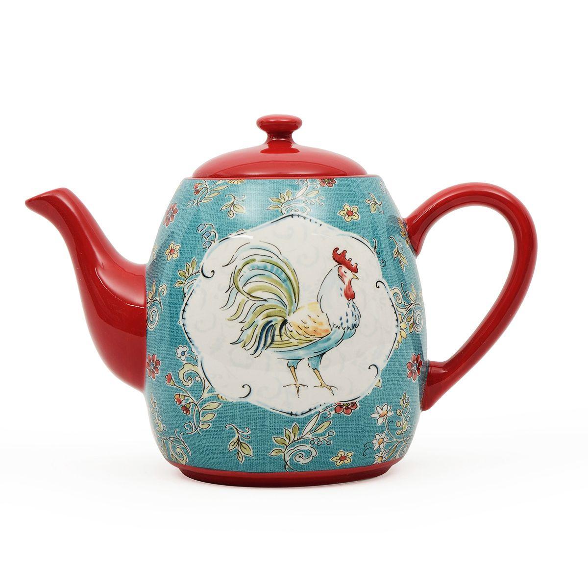 Заварочный чайник Certified International в стиле кантри Утро на хуторе из керамики 1,2 л Синий (28073-CI)