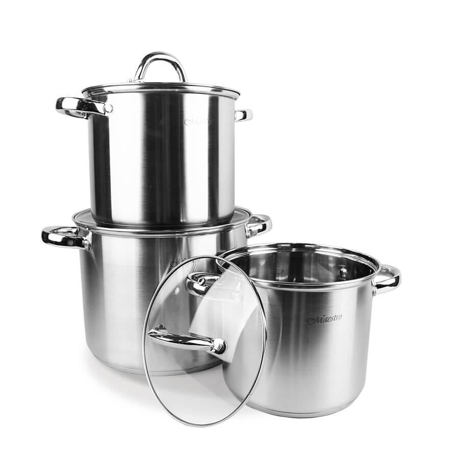 Набор кастрюль из нержавейки с мерной шкалой для всех видов плит 6 шт. (MR-2023)