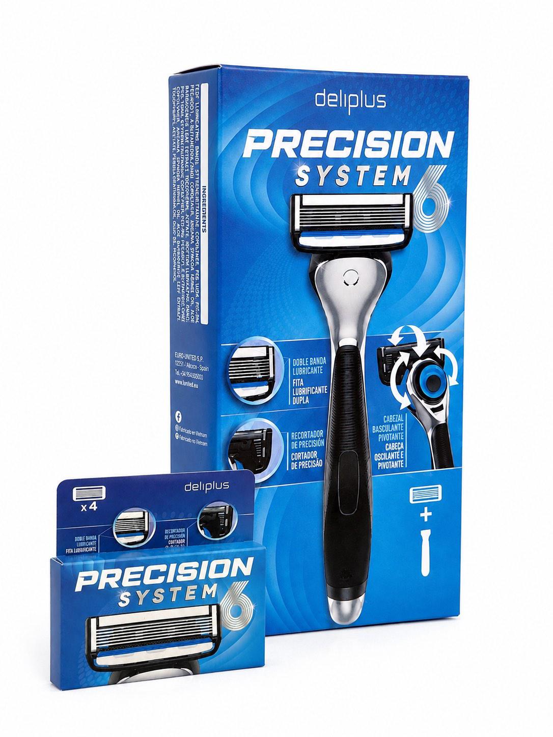 Станок для бритв Deliplus Precision System 6 и 4 сменных картриджа