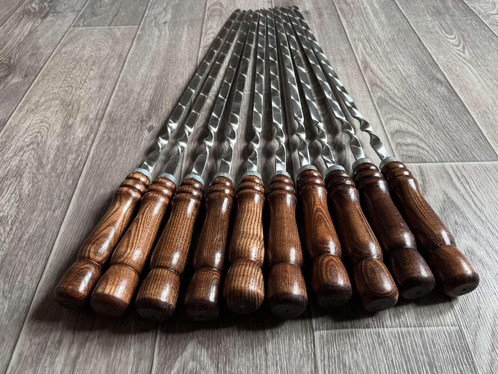 Набір шампурів з дерев'яною ручкою 10 шт. 600x3x12 мм (7099)