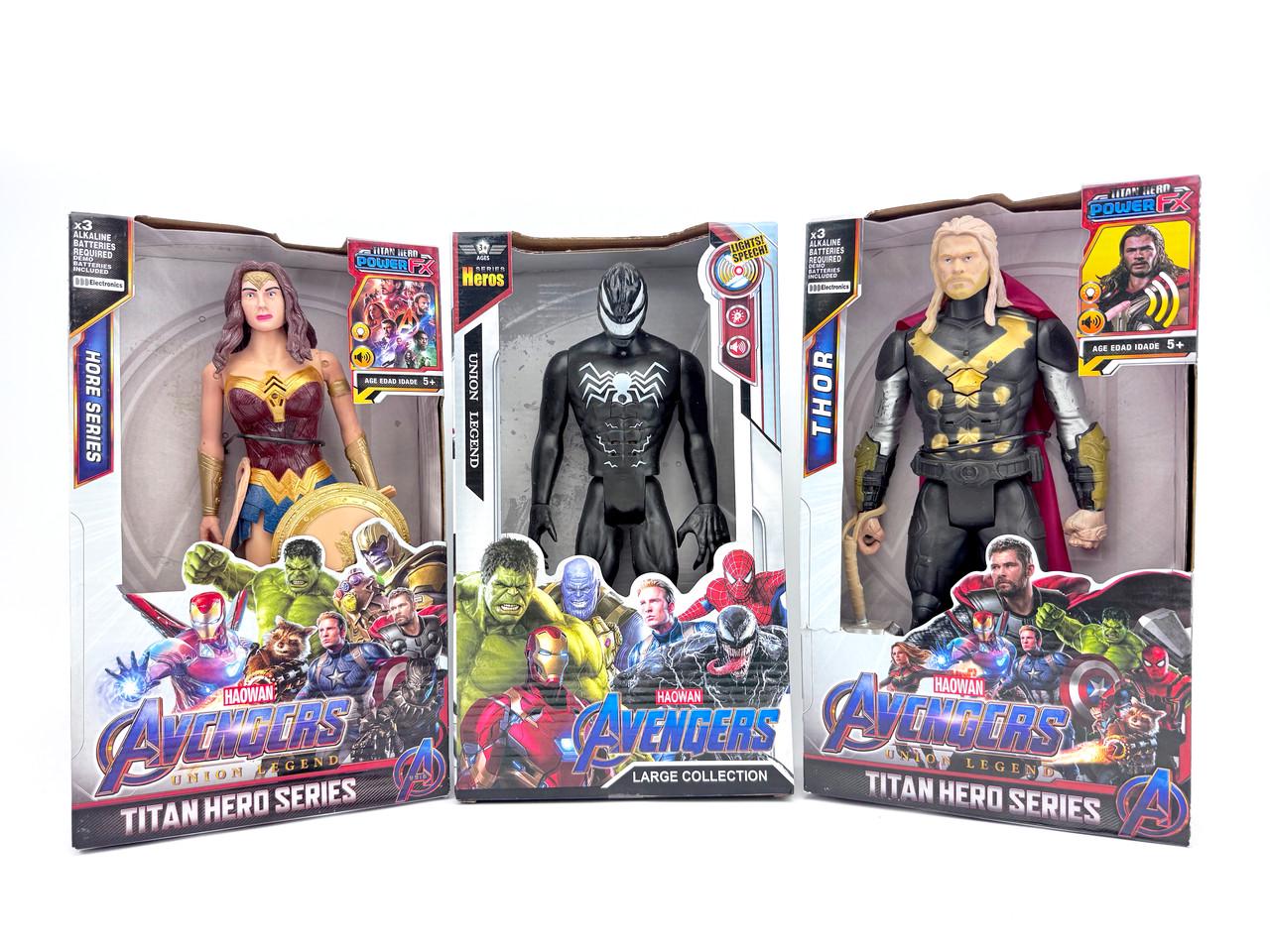 Набор фигурок Marvel Titan Hero Series 3в1 Амазонка/Веном/Тор со светом и звуком 30 см (31991134)