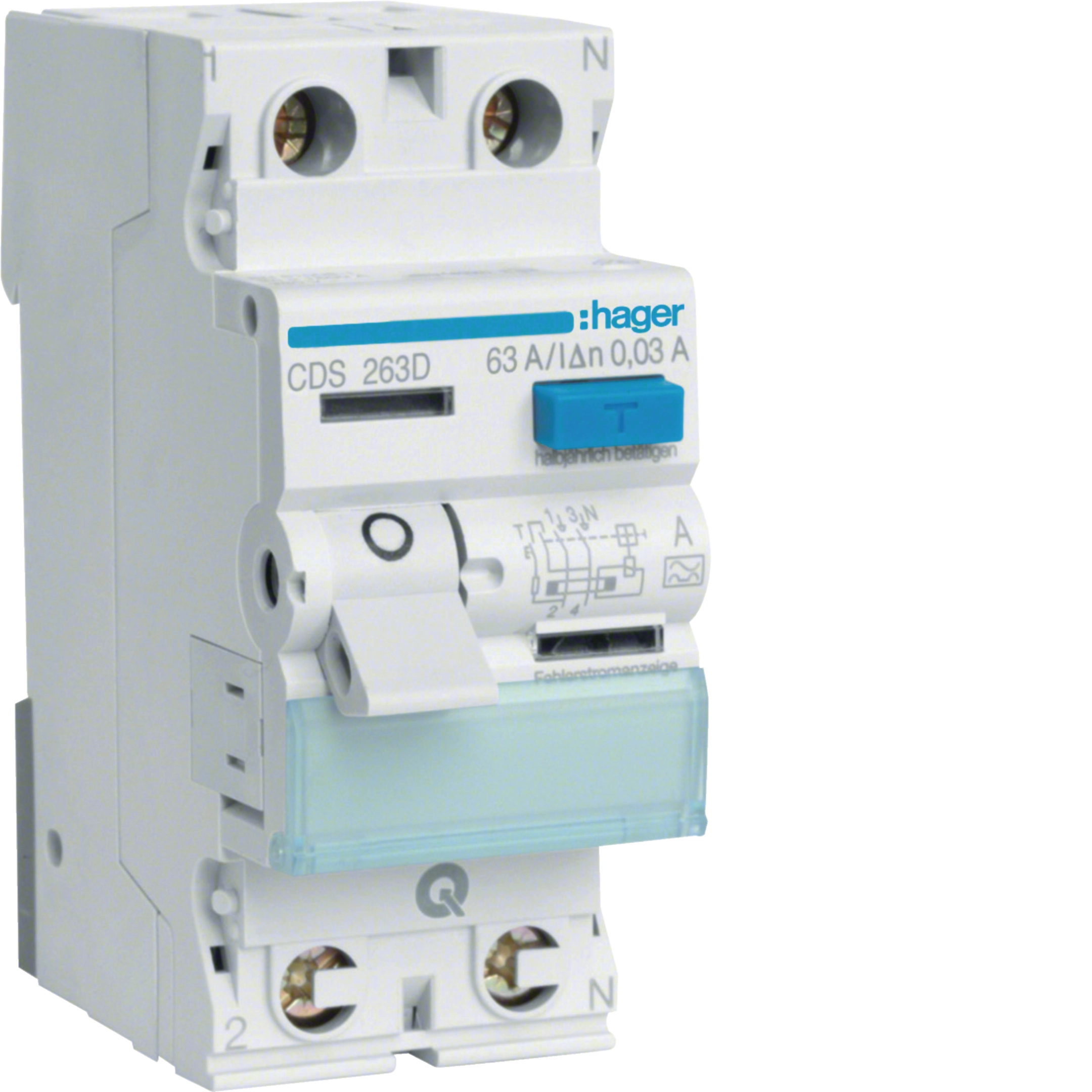 Пристрій захисного відключення Hager CDS263D QC 2P 63A 30mAA (000185237)