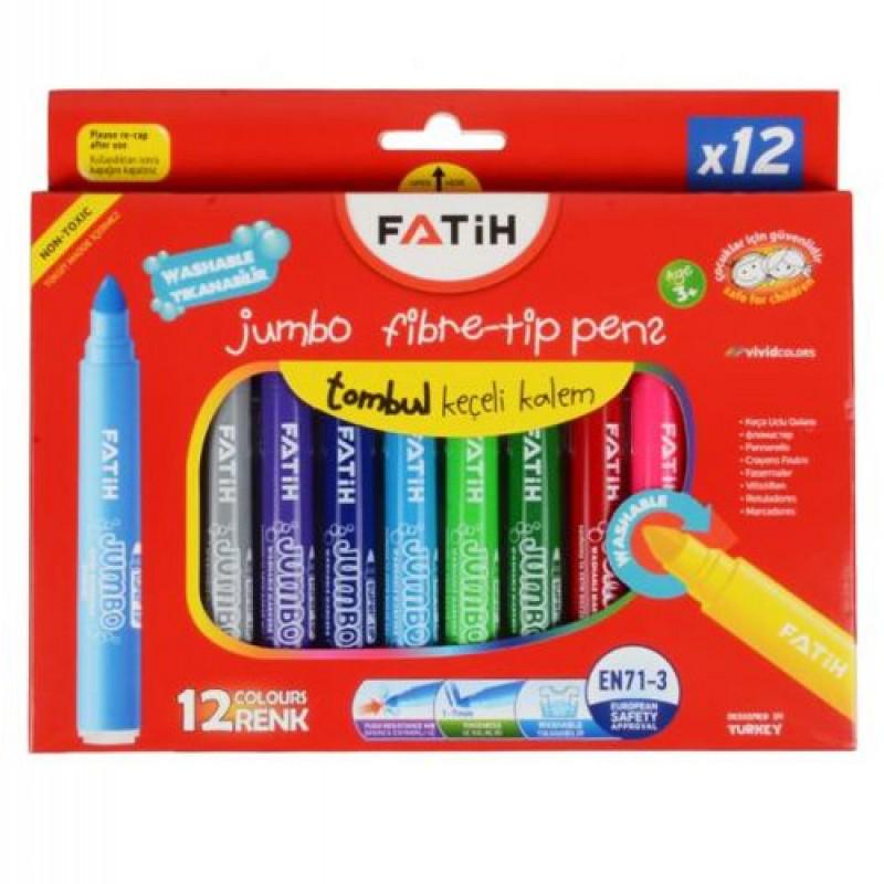 Фломастеры 6 мм Jumbo Fatih 12 цветов (MEP-34260)