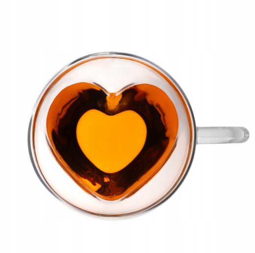 Набор чашек Kamille Сердце стеклянное с двойными стенками 250 мл 2 шт. (9006)