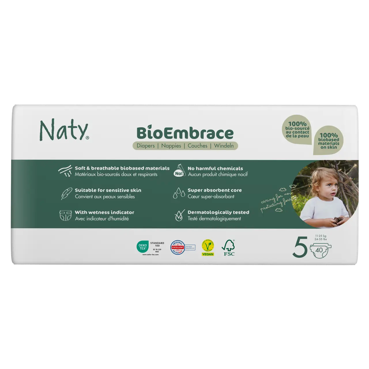 Підгузки дитячі одноразові BioEmbrace NATY р. 5 11-25 кг 40 шт. (29680643)