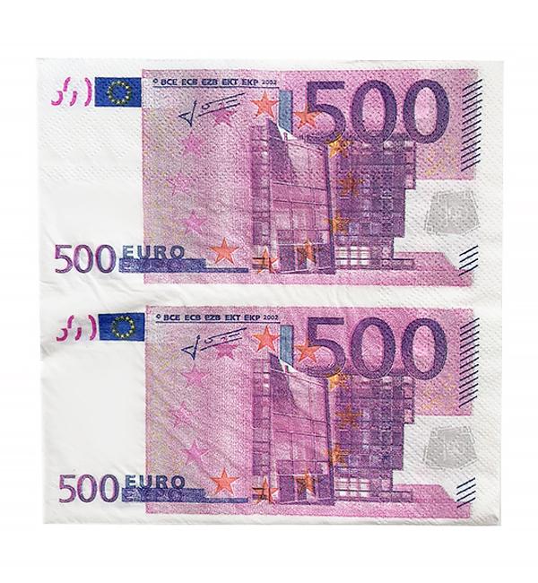 Салфетки праздничные 500 евро 33х33 см 20 шт. (1356068)