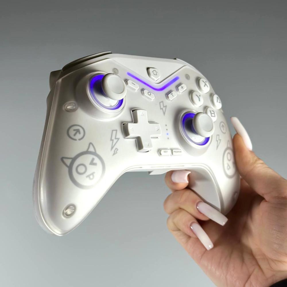 Геймпад беспроводной RGB N-Switch/Steam/PC/Android/iOS 600 mAh Белый (CM-619) - фото 7 Геймпад беспроводной RGB N-Switch/Steam/PC/Android/iOS 600 mAh Белый (CM-619) - фото 7