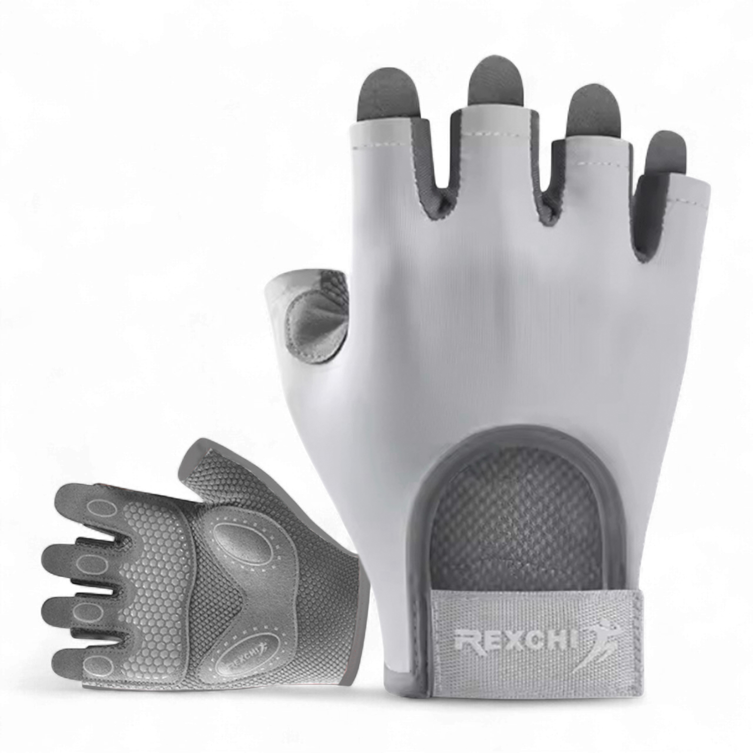 Перчатки для спорта без пальцев Univerza нескользящие дышащие эластичные Серый - фото 1