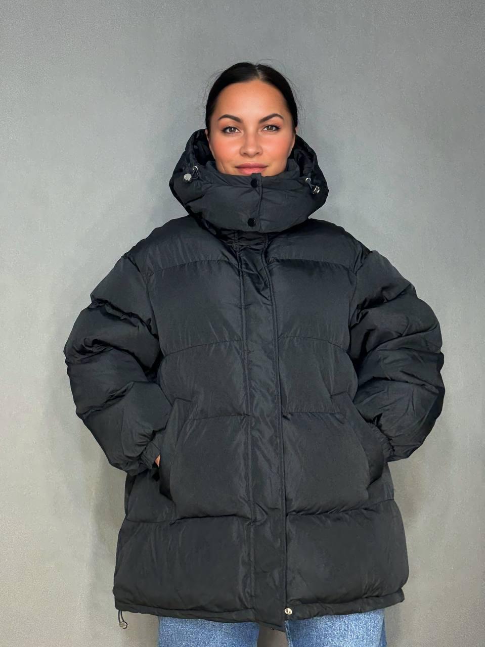 Куртка женская LADY YEP 10008 длинная оверсайз пуффер с капюшоном р. 42 Черный (5514) - фото 1