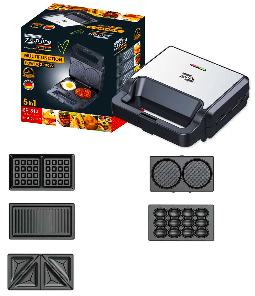 Мультипекар Zepline ZP-813 зі знімними пластинами 2200 Вт (25339409)