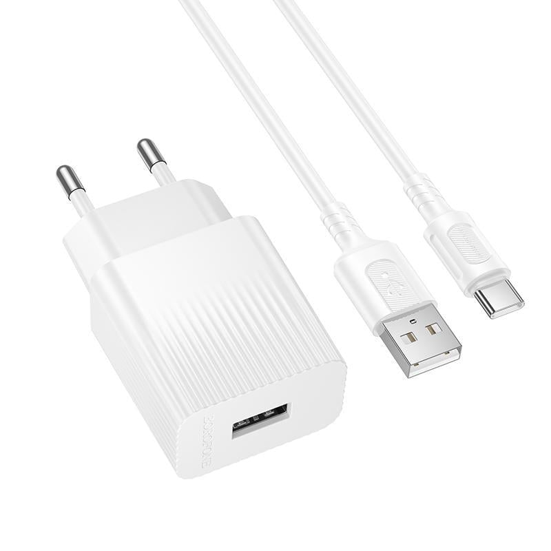 Зарядное устройство для телефона с кабелем Borofone BAS71A Source single-port charger setType-C White (26311)