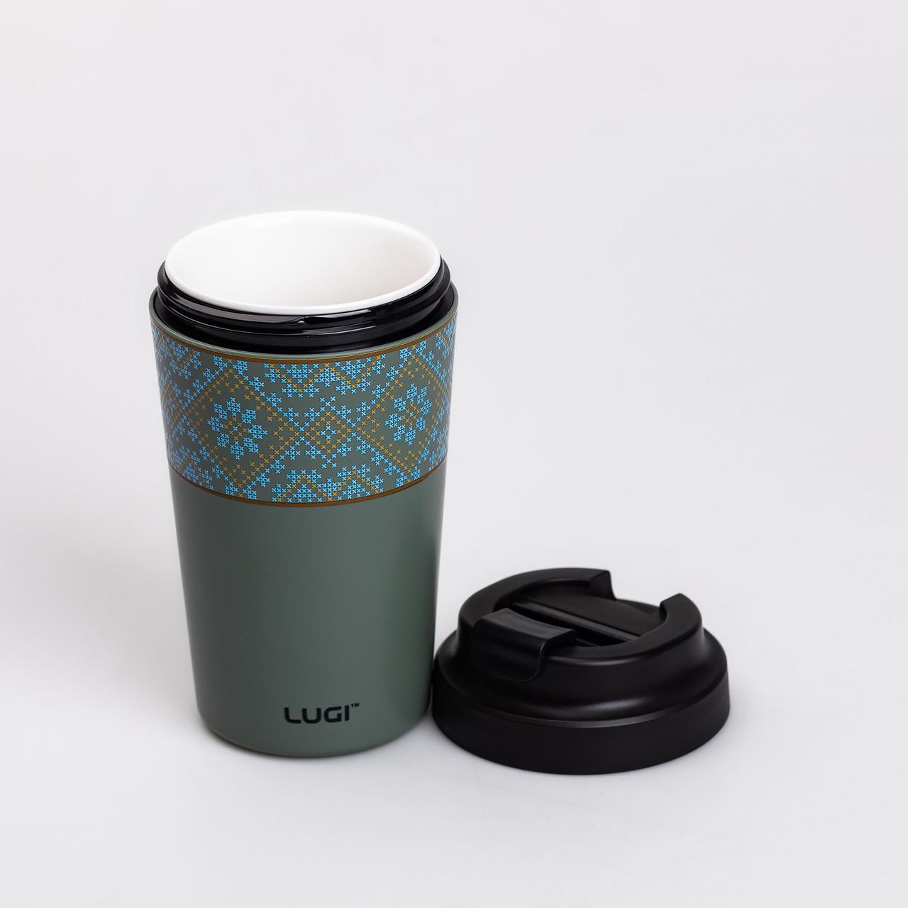 Термокружка Вишиванка з кришкою на защіпці 380 мл Сіро-зелений (HP-14-50GR) - фото 3 Термокружка Вишиванка з кришкою на защіпці 380 мл Сіро-зелений (HP-14-50GR) - фото 3