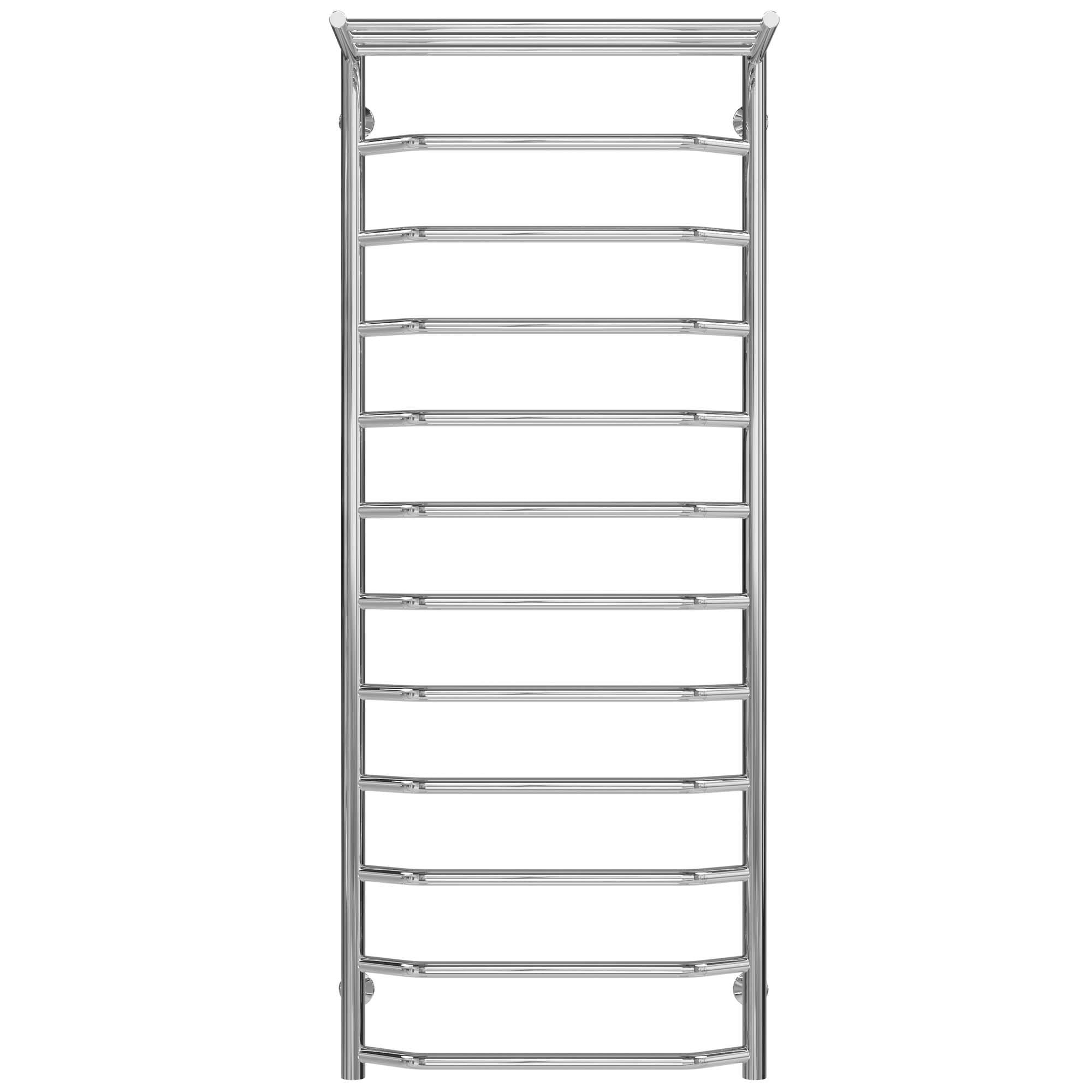 Полотенцесушитель водяной с полкой Deffi Трапеция П12 нижнее подключение нержавеющая сталь 500х1300 мм Хром (C.TP.130.50.12.C.A)