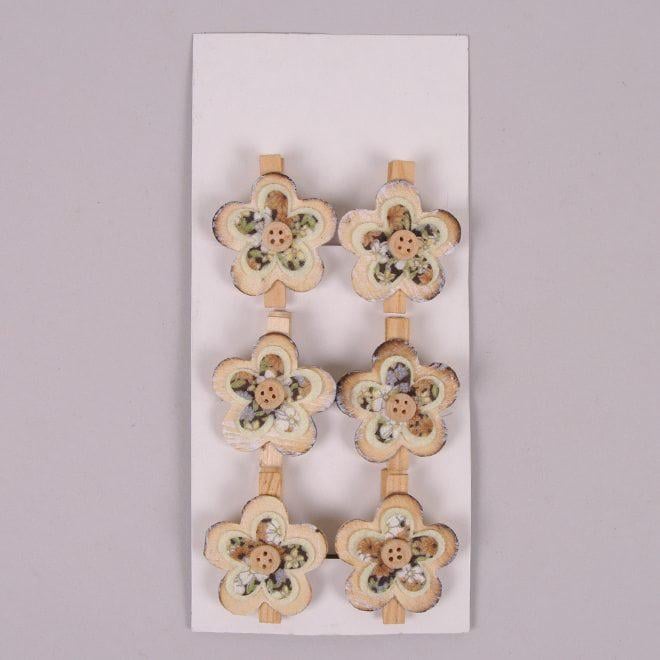Декорация на прищепке Flora Цветок 6 шт. (22637)