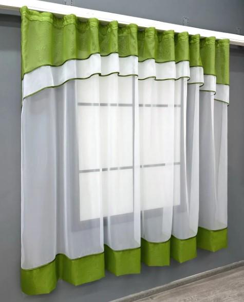 Занавеска кухонная 280х170 см Белый/Оливковый (110к) - фото 4 Занавеска кухонная 280х170 см Белый/Оливковый (110к) - фото 4