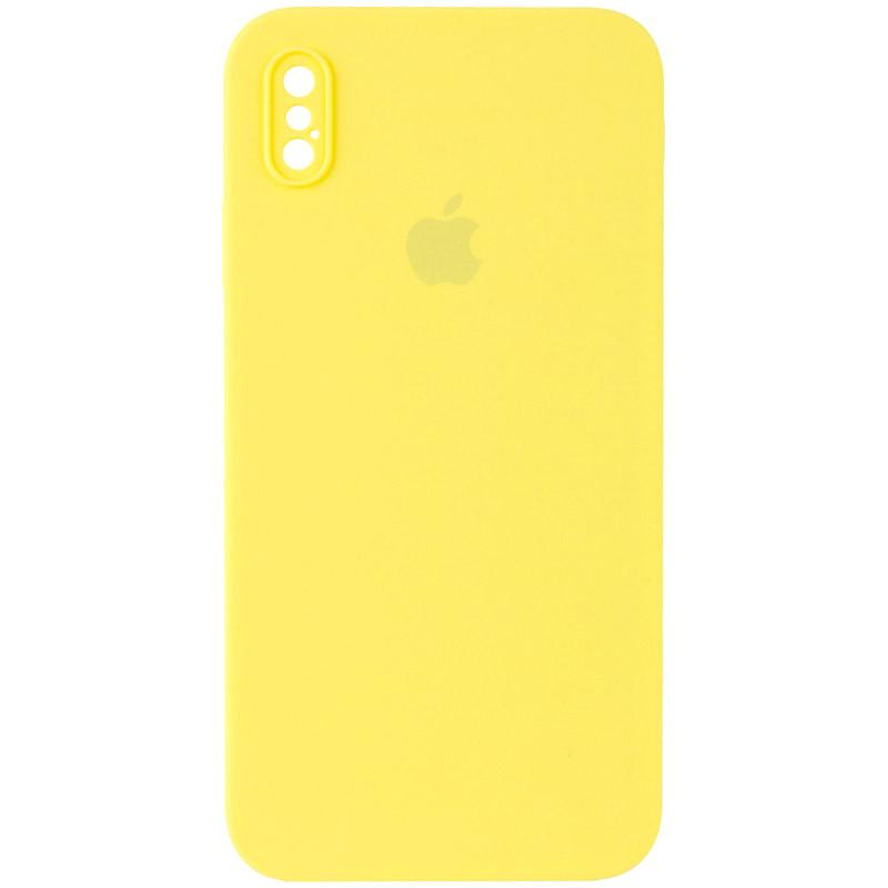 Противоударный чехол Silicone Case Square Full Camera Protective (AA) для Apple iPhone XS Max (6.5") Желтый / Yellow