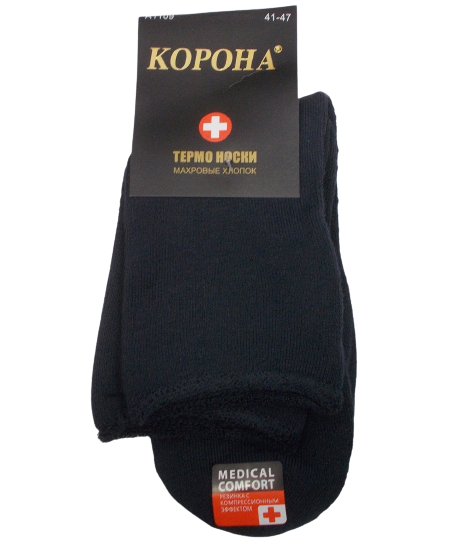 Термоноски мужские без резинки Корона A1109 с махрой р. 41-47 Темно-серый (1484422003)