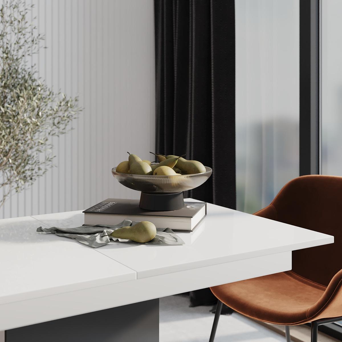 Обеденный стол-трансформер Boston M 1200х690х750 мм Белый/Белый МДФ/Графит МДФ (GATB12011618000) - фото 5 Обеденный стол-трансформер Boston M 1200х690х750 мм Белый/Белый МДФ/Графит МДФ (GATB12011618000) - фото 5