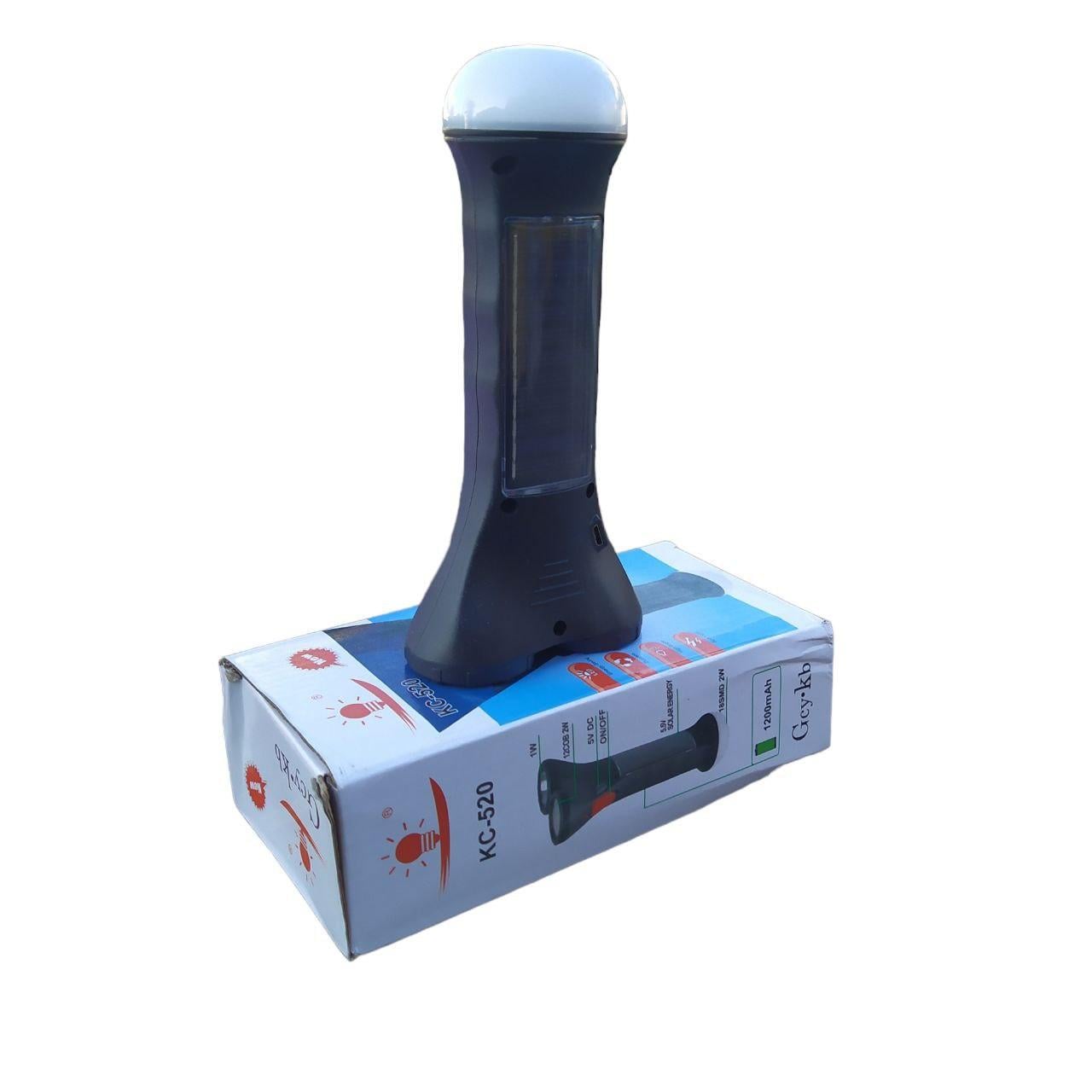 Ручной фонарь с лампой аккумуляторный KC 520 с зарядной солнечной панелью от USB