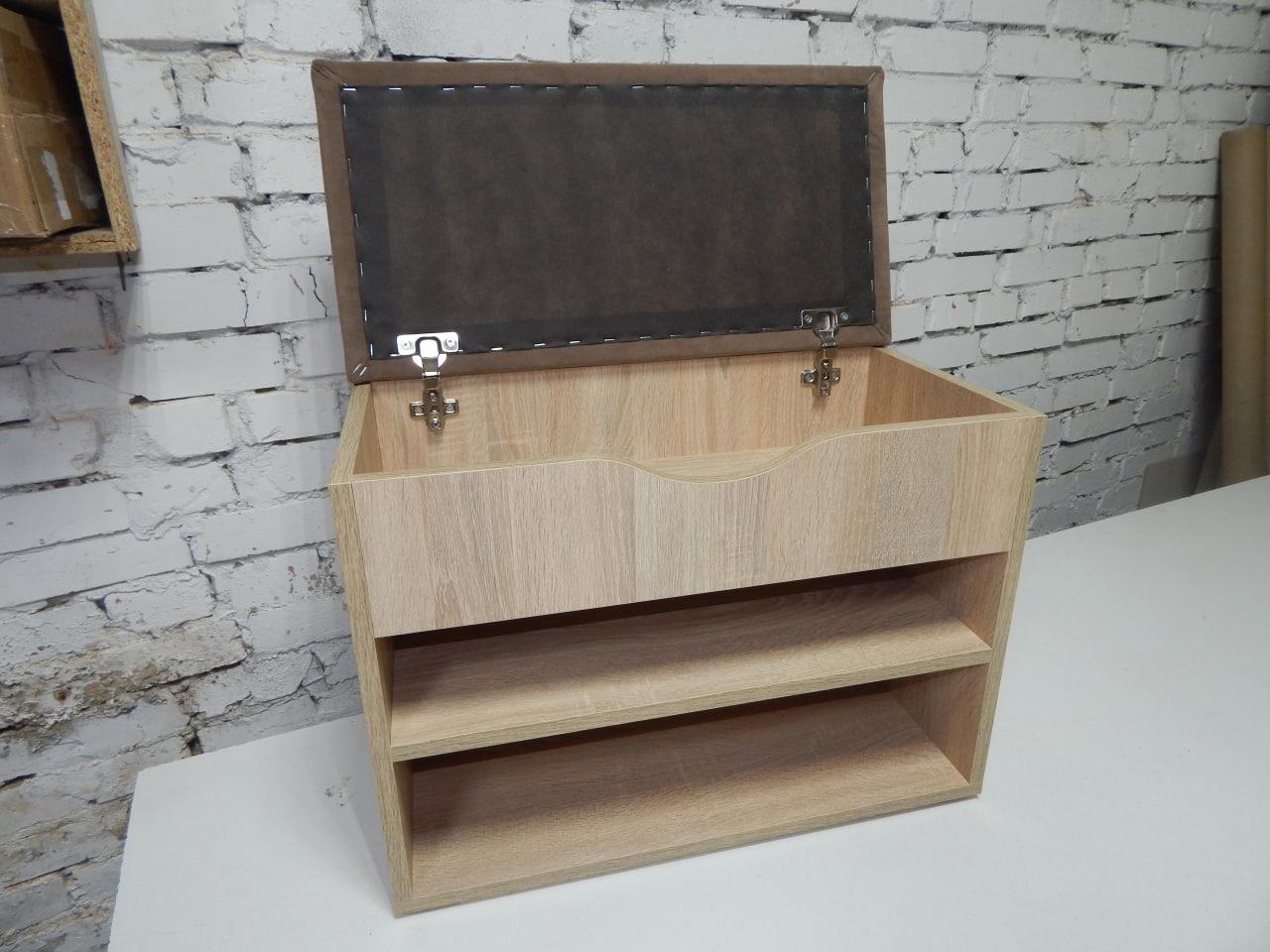 Тумба для обуви ДСП/ткань 30х80х45 см Дубсонома светлый/Капучино - фото 3