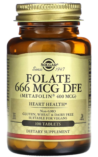 Фолат Метафолін Solgar Folate 666 мкг DFE Metafolin 400 MGG 100 таблеток