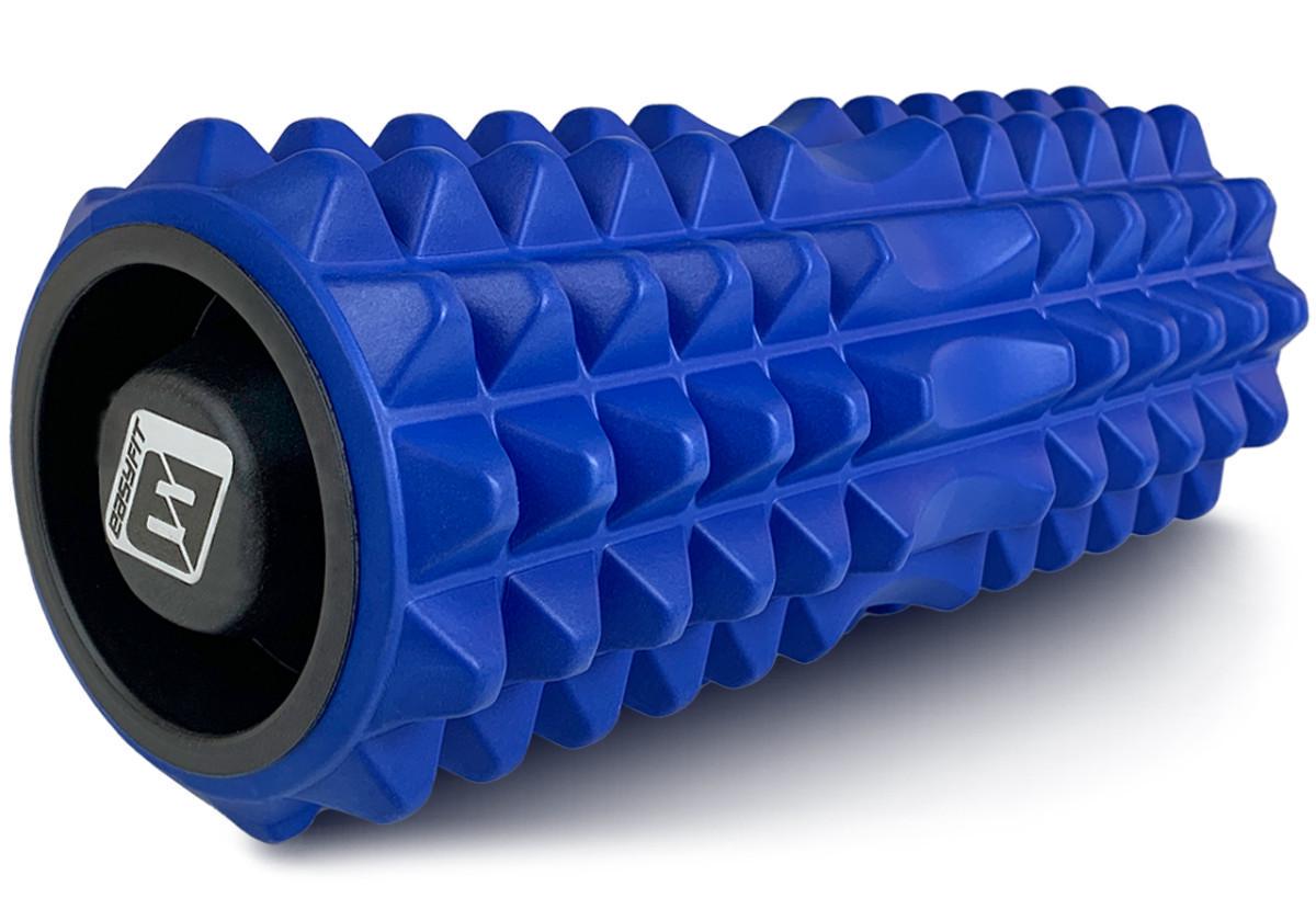 Массажный ролик EasyFit Grid Roller v.1.2 с заглушками с двух сторон 33 см Синий (EF-2022a-BL)