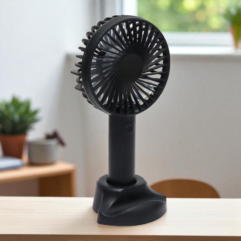 Вентилятор-мини ручной на аккумуляторе X-9 800 мАч USB 3 скорости съемная подставка Черный (38-чер-6372) - фото 6