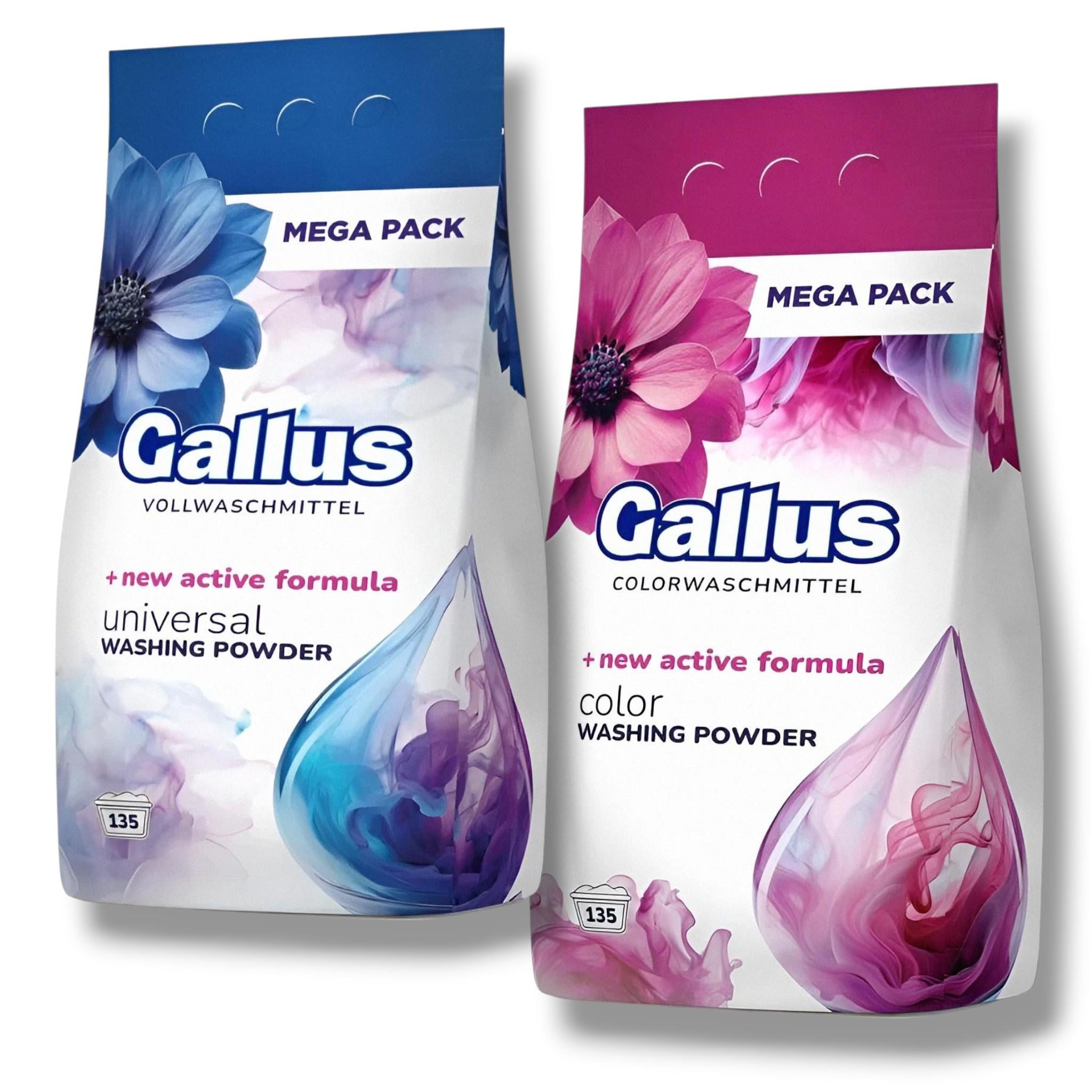 Набор порошок для стирки Gallus Universal and Color MEGA PACK 8,1 кг 135 циклов стирки 2 пак. (304016/09)