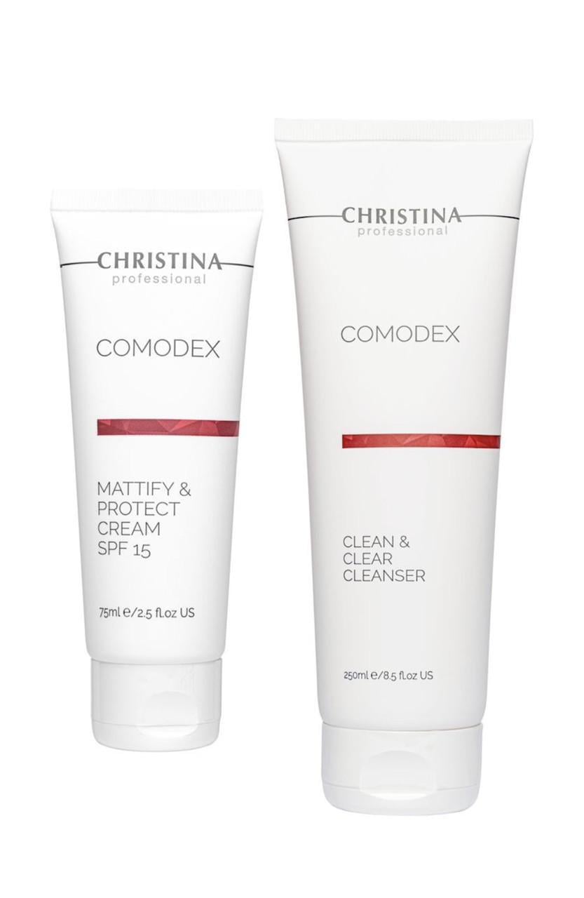 Набор CHRISTINA Comodex 1+1 матовый защитный крем SPF 15 75 мл и гель для очищения кожи 250 мл (2617536324)